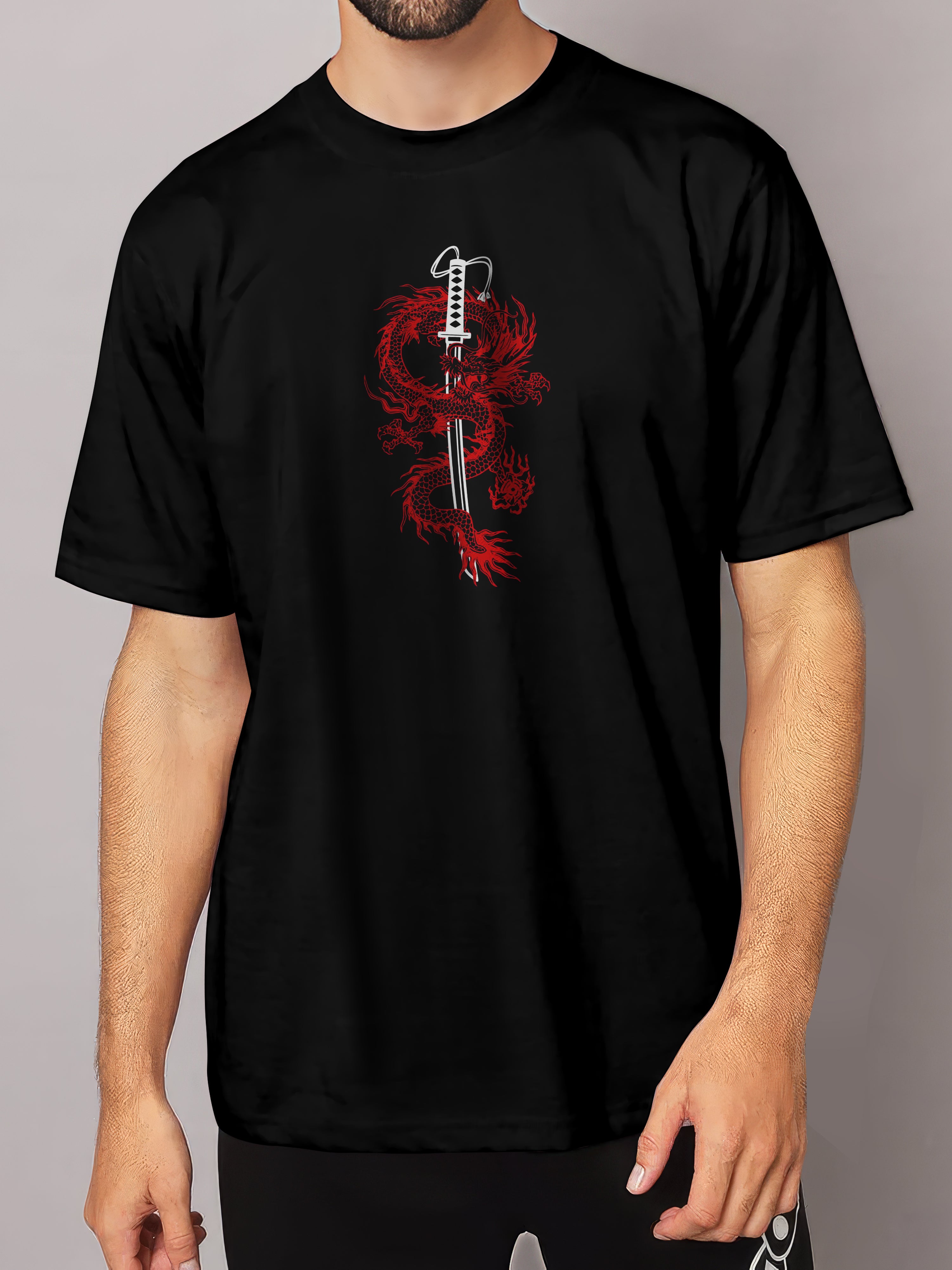 Fire Dragon katana - MEN OVERSIZED TSHIRT